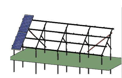 Дворядна, двоопорна система кріплень з вертикальним розташуванням сонячних модулів 7-8 фото